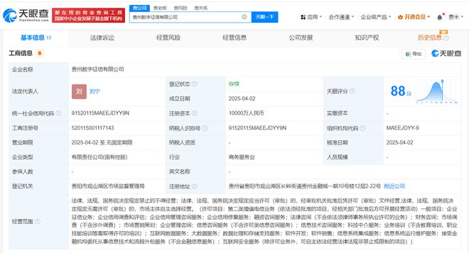 貴州數字征信公司成立，注冊資本1億布局企業(yè)信用調查評估